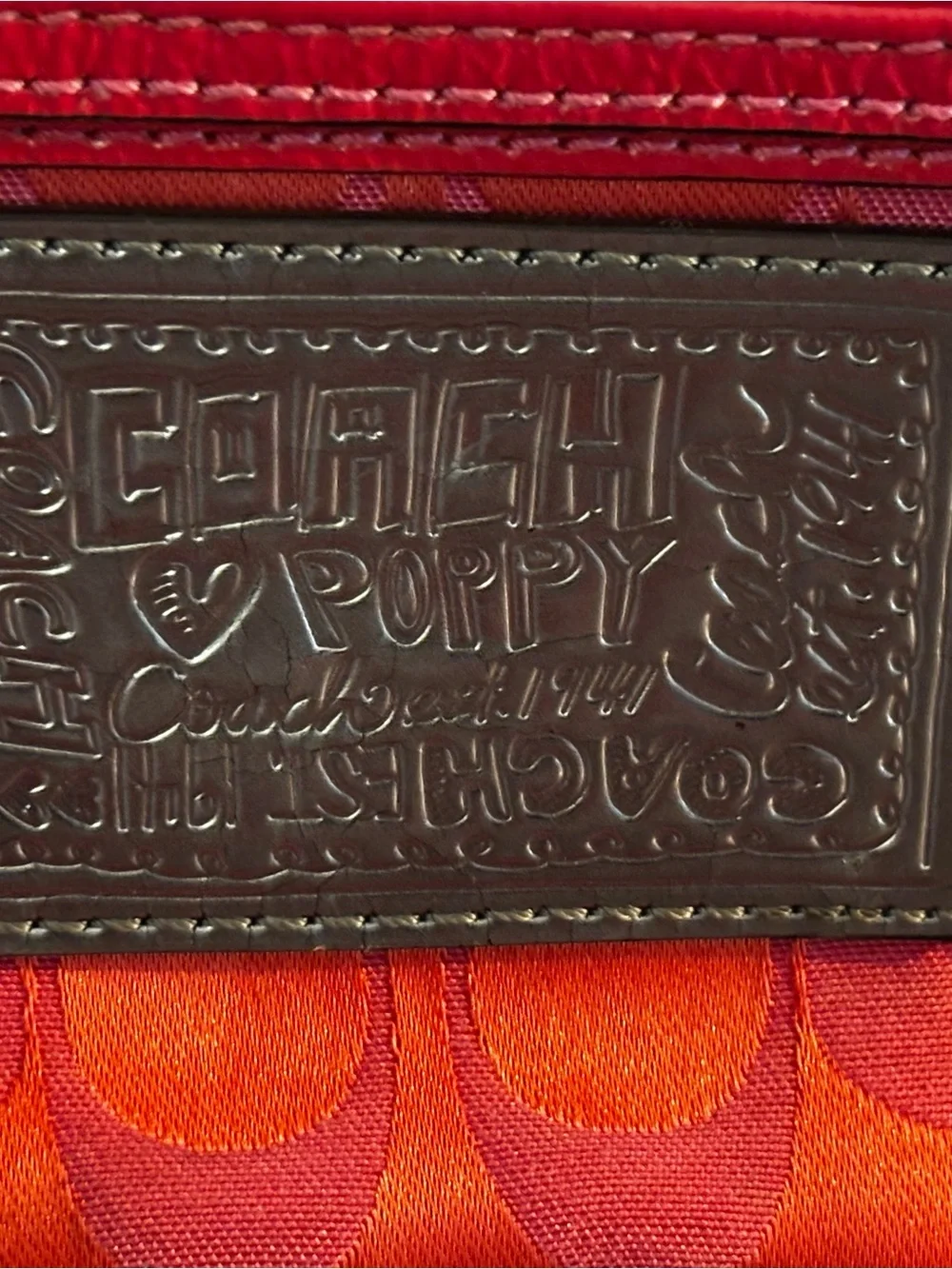 COACH Poppy Hot Pink Signature C Double Zip Crossbody Pouch Bag Y2K Metallic